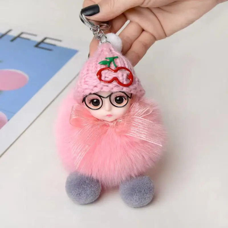 

Подвеска на сумку для куклы Cute doll, подвеска на рюкзак, Аксессуары для женских сумок из натурального Лисьего меха