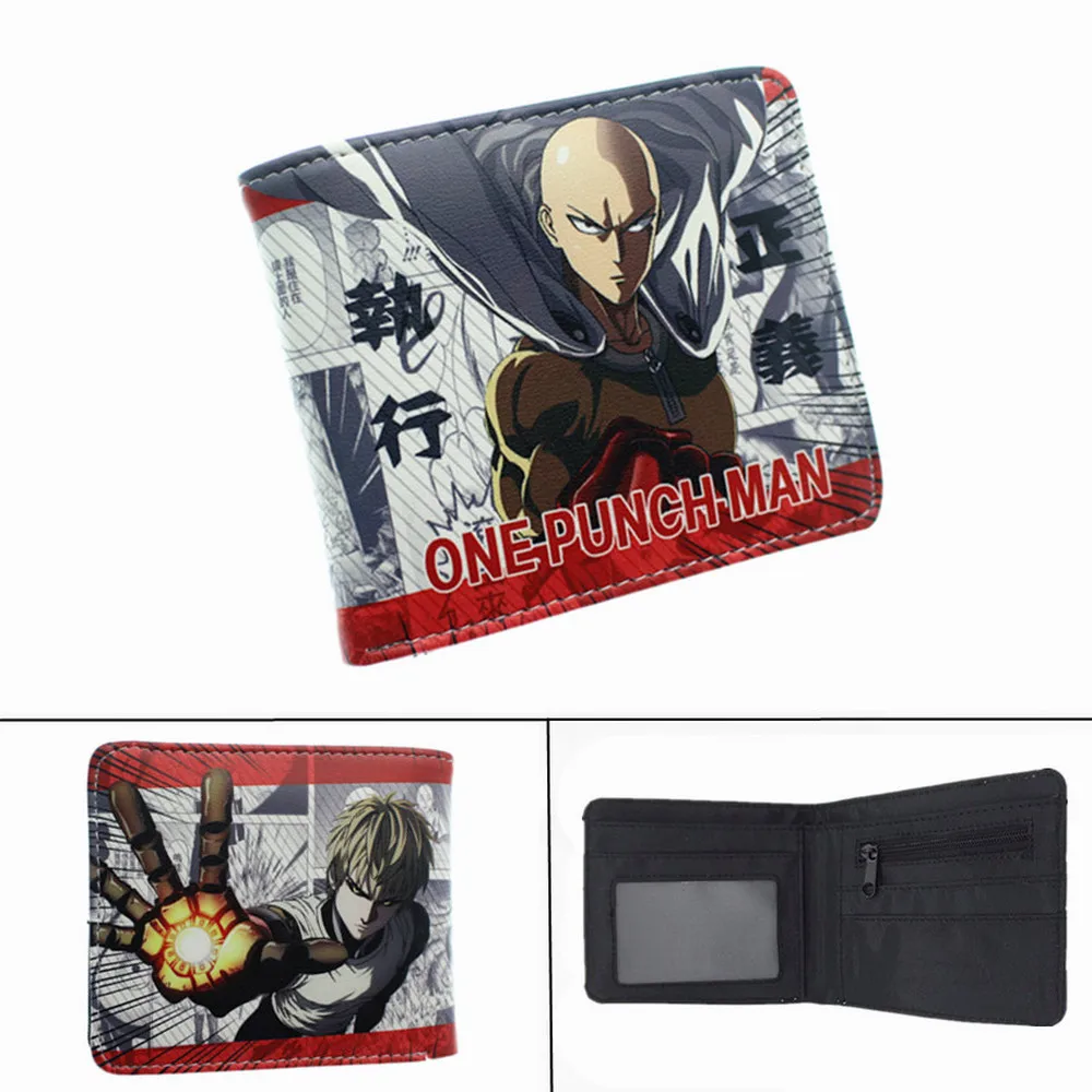 Аниме One Punch Man saitama кожаный кошелек для мальчиков и девочек на молнии с карманом для монет Короткий держатель для карт из искусственной кожи с мультяшным принтом