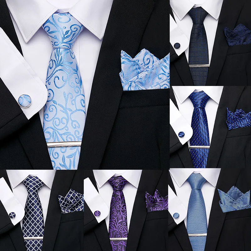

Галстук ЖАККАРДОВЫЙ мужской, роскошный Плетеный платок из 100% шелка на зажиме, набор галстуков с манжетами, аксессуар для платья, Свадебная в...