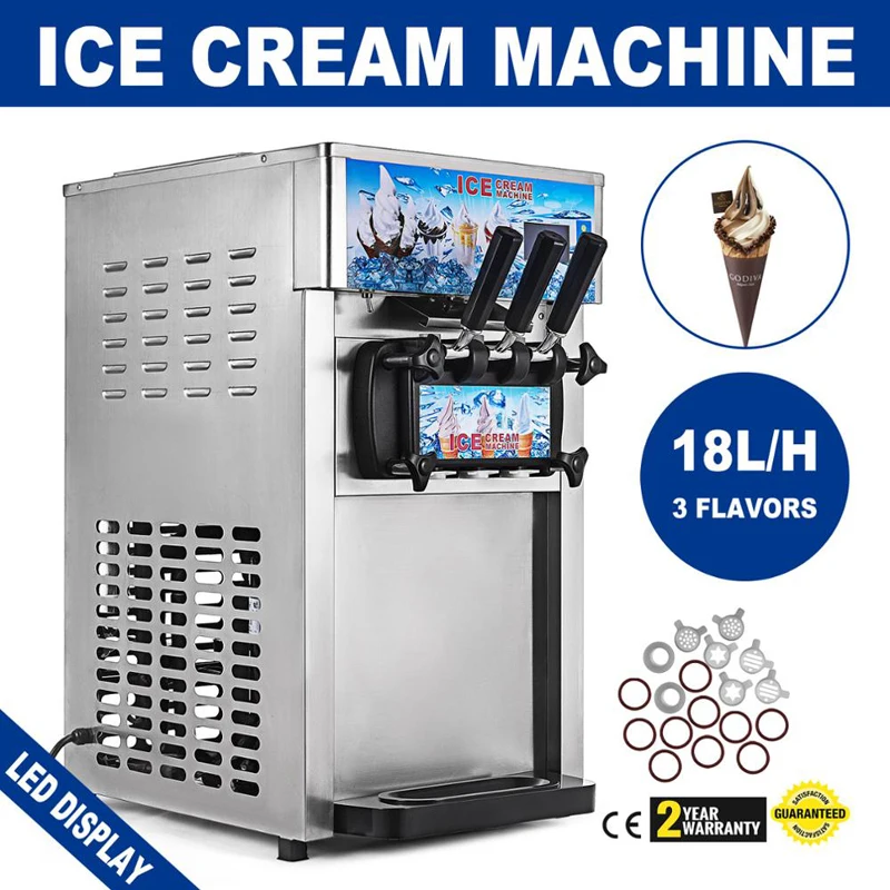 

Factory price 18L/H mini tabletop soft ice cream mixer with 3 flavors, soft ice cream machine with CE certification