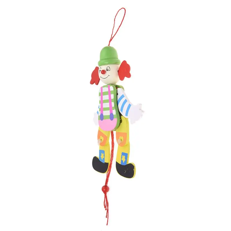 

Wooden Clown Pull String Toy Arms Legs Go Up and Down Kids Toy - Random Color