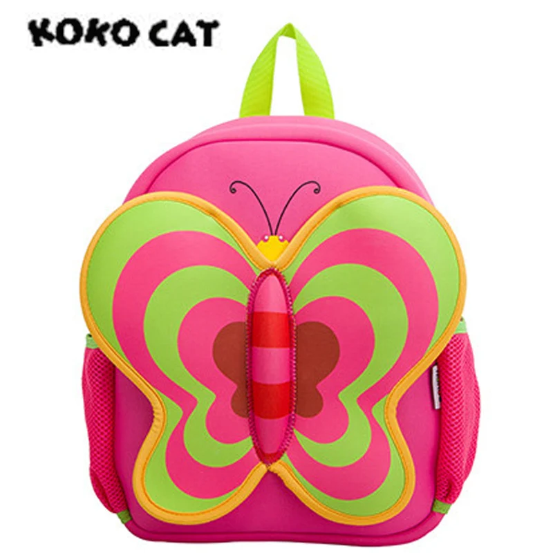 KOKOCAT 3D Милые водонепроницаемые детские школьные сумки с бабочками рюкзаки