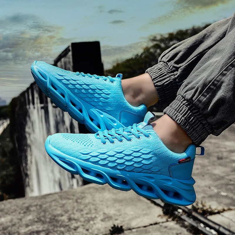 

Mens Sneakers Blade Bottom Designed Fashion Big Size Male Footwear Solid Color Breathable Non Slip Lace Up Sports Shoes For Men