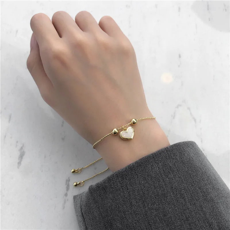 

Sweet metal chain Bracelet Korean temperament simple pearl heart bracelets
