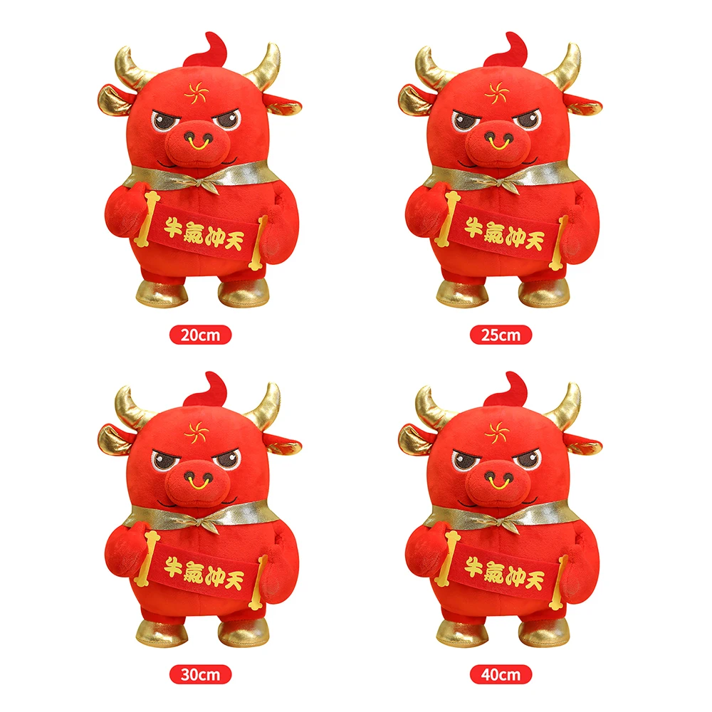 

Cartoon Animals Bull Plush Toys Chinese Zodiac Cow Lucky Doll New Year Gifts Kids Room Decor Cute Ox Doll Photography Props