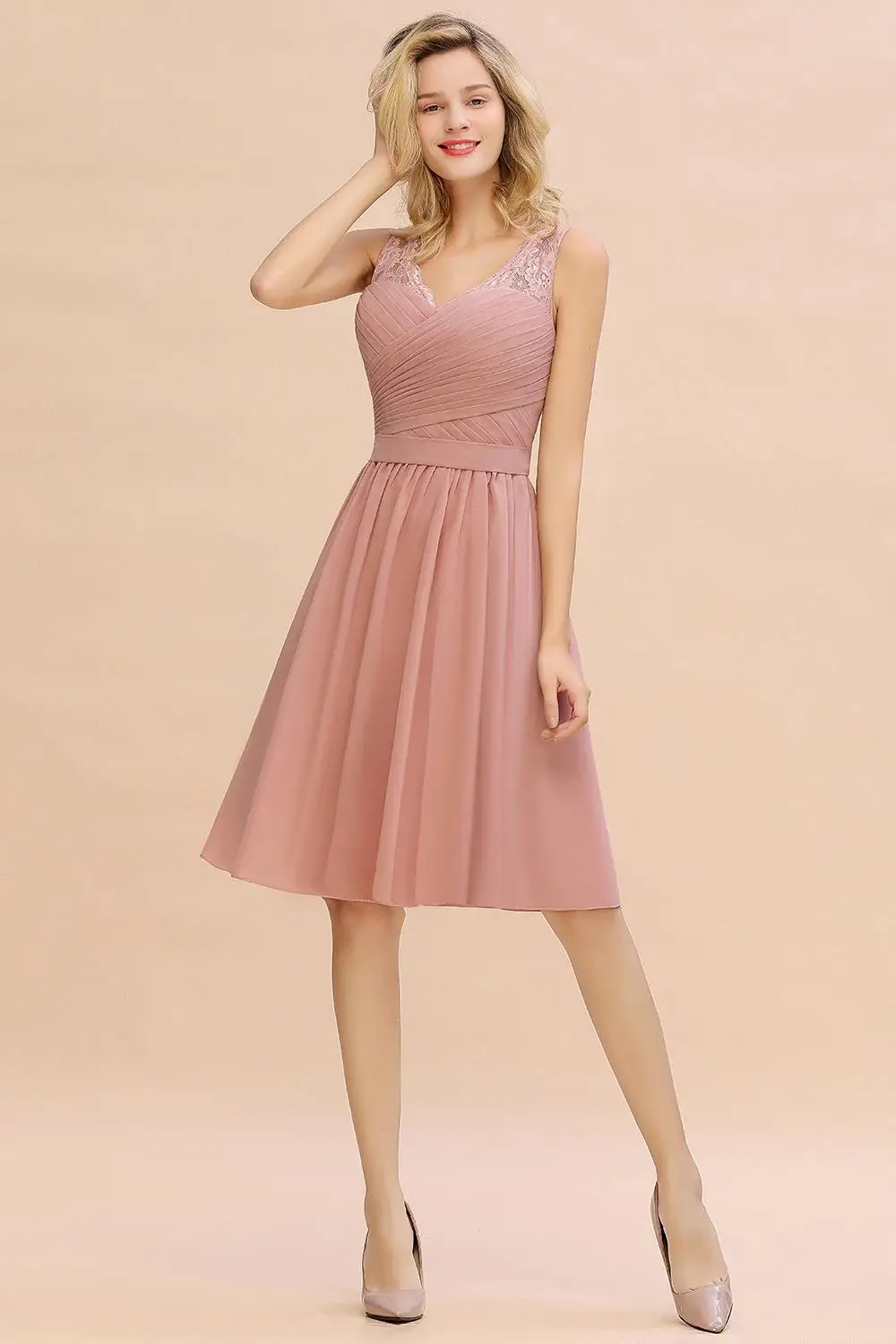 Bridesmaid Dresses Short Pink A-Line Sleeveless Formal Party Elegant Dress For Women Wedding vestidos fiesta boda | Свадьбы и