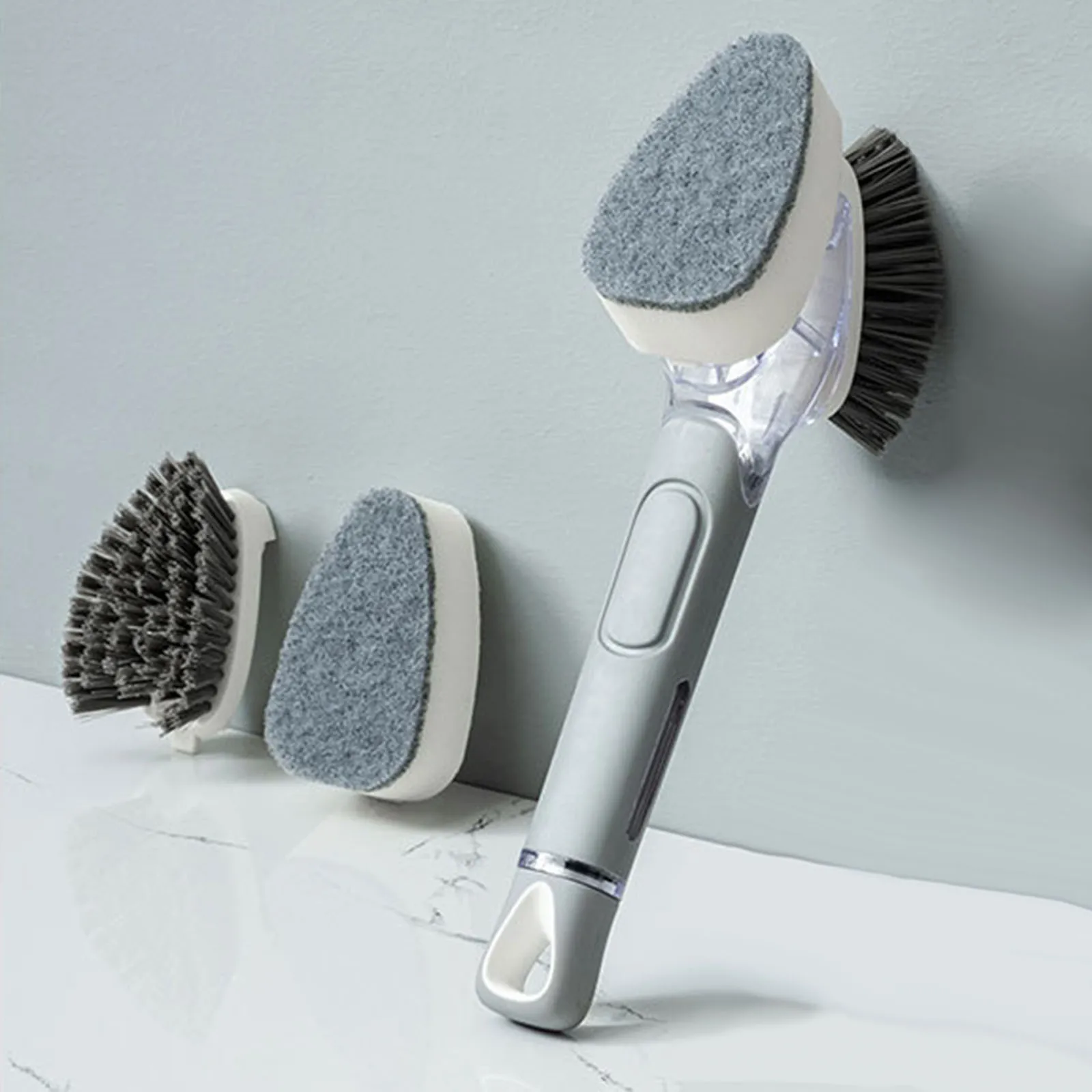 

Double Use Kitchen Cleaning Brush Scrubber Dish Bowl Washing Sponge Automatic Liquid Dispenser Pot Cleaner Tool Gadgets