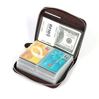 new travel card holder women business cowhide card wallet rfid zipper credit card holder genuine leather fashion coin purse