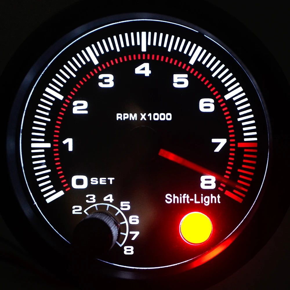DepoTuning Универсальный 3 75 "тахометр RPM датчик с красным сдвигом светильник для