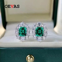 oevas 100 925 sterling silver 2 6 carat lab grown emerald stud earrings for women sparkling wedding fine jewelry wholesale gift