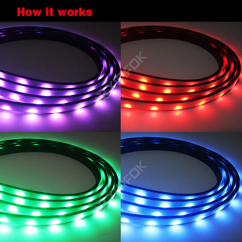 4 шт. RGB светодиодный водонепроницаемый под автомобильным подсвечиванием система освещения полосы Bluetooth APP/RF пульт дистанционного управления 90X120 см для гоночного стиля