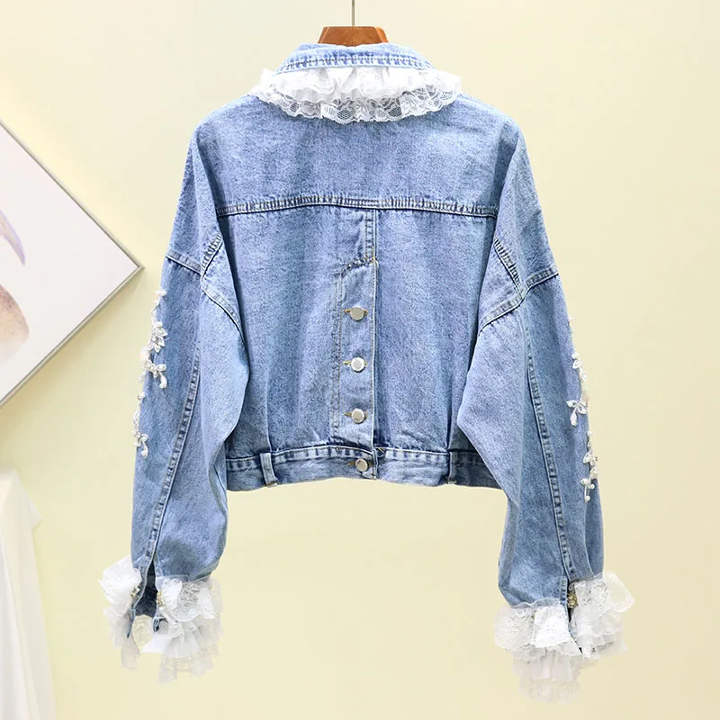 Осенние цветочные сетчатые кружевные вышитые блестками бриллианты джинсовые