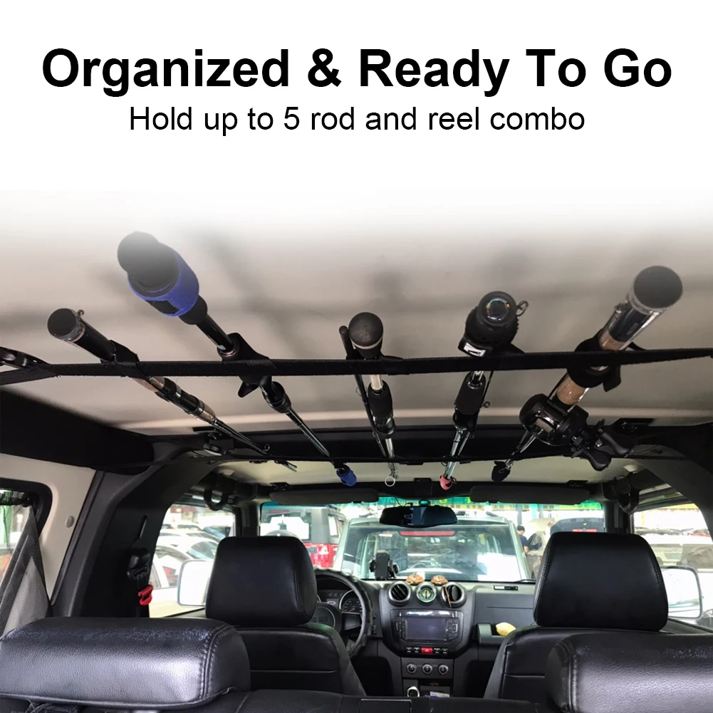 

2pc sCar Mounted Storage Rack Fishing Rod Gear Holder Vehicle Fishing Rod Rack Holder Strap Car Organizer Belt Carrier for SUV