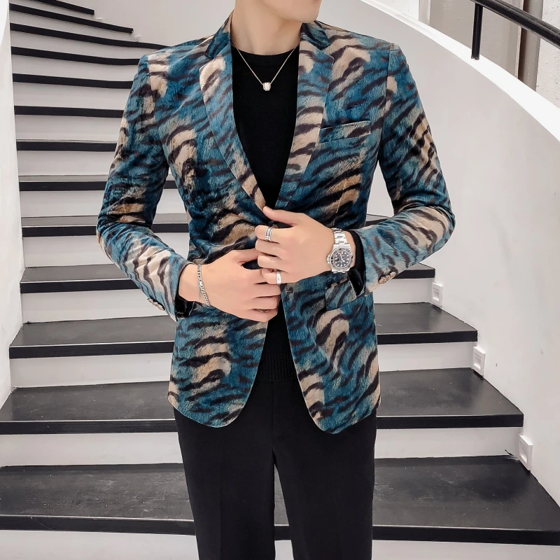 

High Quality Men Blazer New Male Gradient suit jacket Masculino Korean Style Slim fit Casual Men Fashion Trend Dress jacket