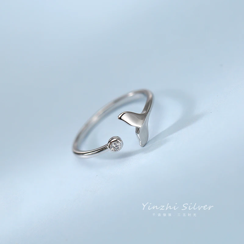 Новинка милое забавное серебристое кольцо на палец в виде рыбьего хвоста для