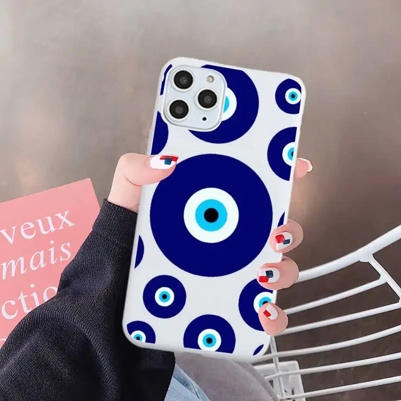 

Evil eye blue pattern Luxury Phone Case Candy Color for iPhone 6 7 8 11 12 s mini pro X XS XR MAX Plus