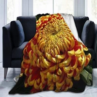 qiaovqiao chrysanthemum ultra soft micro fleece blanket black