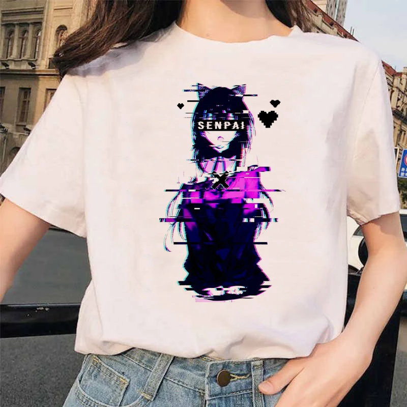 Японский аниме Ahegao футболка Женская Harajuku Boku No Hero Academy футболка Senpai смешная футболка Himiko Toga футболки женские - Цвет: 3076