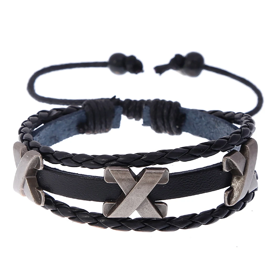 

Мода Кожаные браслеты Для мужчин Нержавеющая сталь многослойная плетеная веревка браслеты из нержавеющей стали для мужчин и женщин брасле...