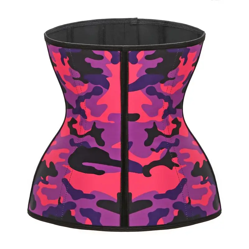 2020 The Latest Version Camouflage Printing High Compression Hooks Latex Body Shaper 9 Steel Bone Corset Waist Trainer for Women
