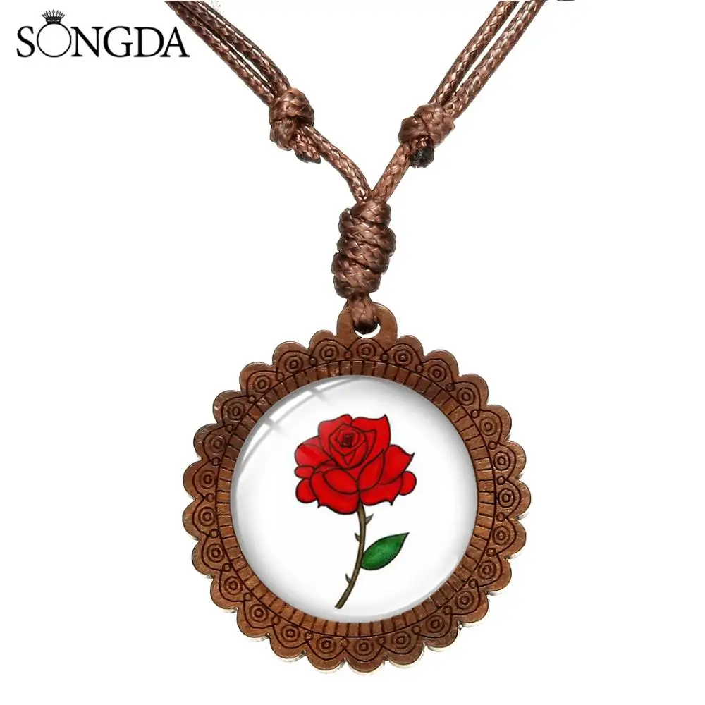 Простой дизайн колье в виде цветка розы красивые яркие стеклянная рамка для