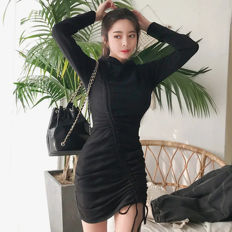 Dress 2020 autumn and winter women's ladies slim fashion bag hip Office Lady knitting Cotton Knee-Length Natural Regular