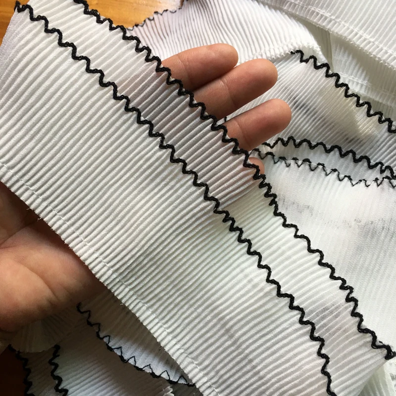 1 ярд 91 см белый черный кружевной эластичный плиссированный шифоновый воротник