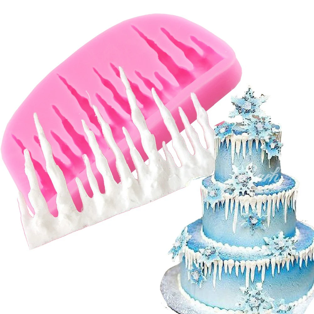 Icicles украшения для торта силиконовая форма сосулька граница Sugarcraft ледяные