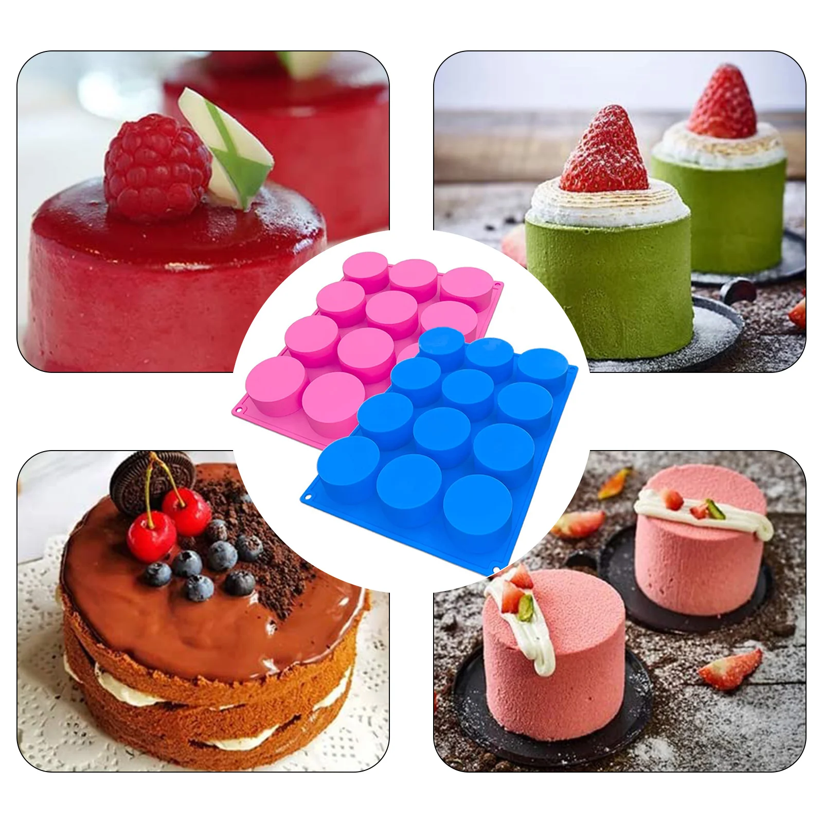 

12 Cavity Round Silicone Cake Mold Pastry Bread Biscuit Baking Jelly Pudding Soap Chocolate Candy Ice Mold Cake Decorating Tools