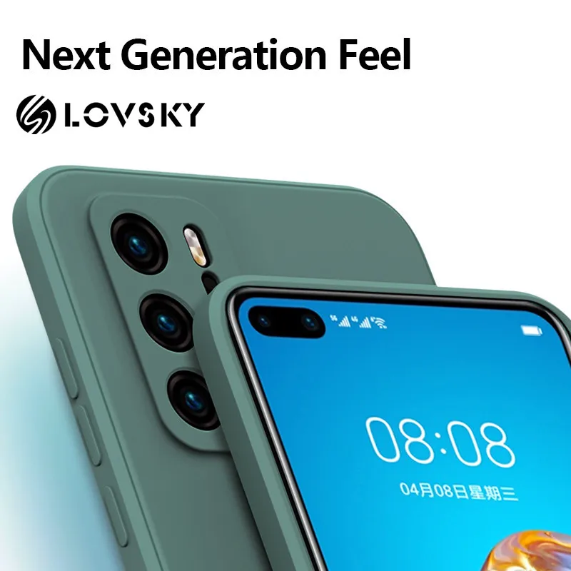 

For Huawei P40 Pro P30 Pro P20 Pro P50 Pro Mate 40 Pro 30 Pro 20 Pro Case Luxury Square Original Liquid Silicone Soft Case Cover