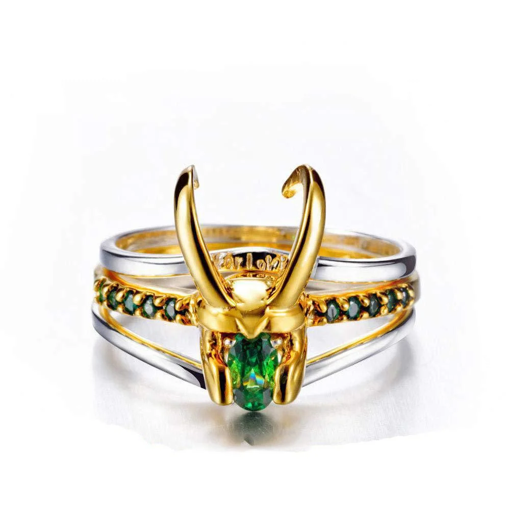 

Creativity Personality Norse Mythology Loki Helmet Rocky Three-In-One Helmet Ring for Unisex Men and Women Trend Jewelry Gifts