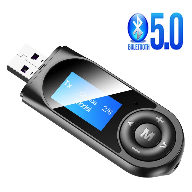 5 0 Aux Bluetooth адаптер светодиодный экран USB беспроводной аудио синий зуб передатчик