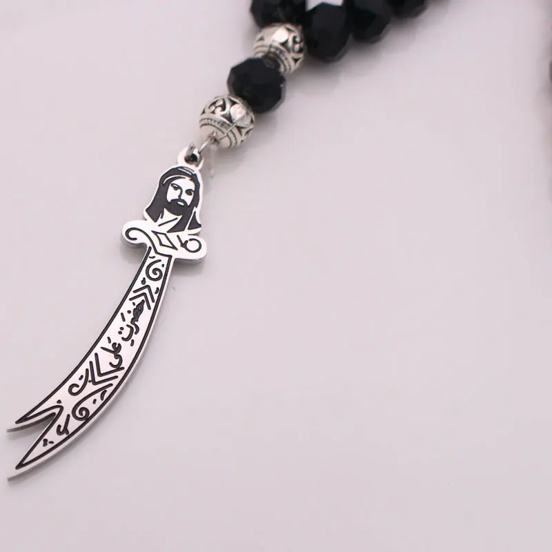 Ислам Зульфикар нож имама Али турецкий молитвенный 33 черный Бусы tasbih Браслеты