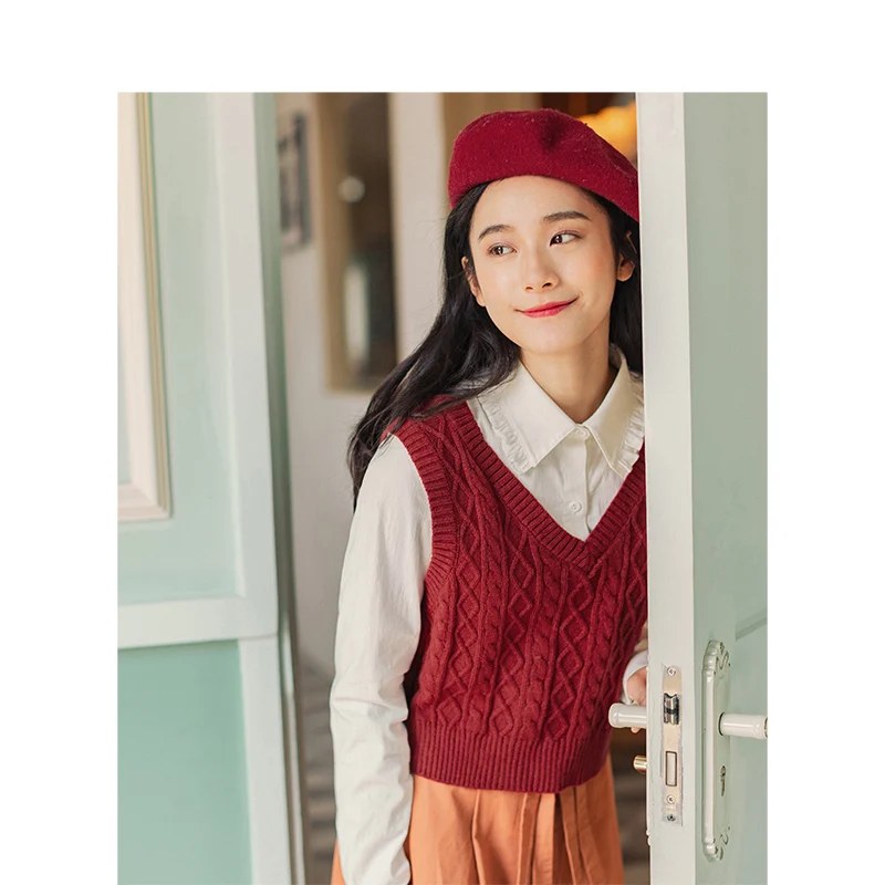 INMAN осень 2020 Новое поступление Однотонный свитер с v-образным вырезом | Женская
