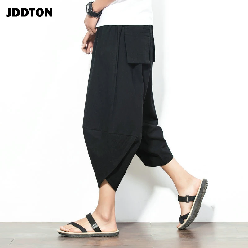 Брюки JDDTON мужские льняные однотонные модные Мешковатые повседневные свободные