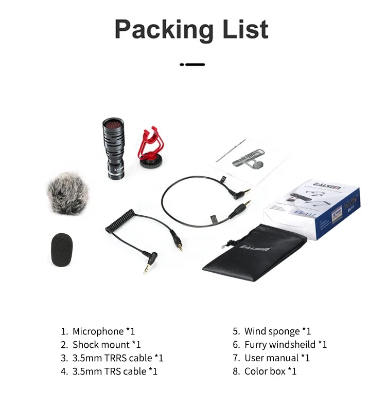 Портативный микрофон из алюминиевого сплава кардиоидный видеомикрофон для