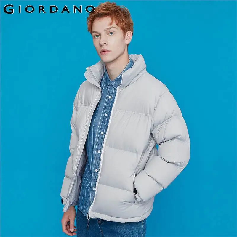 Мужская куртка пуховик Giordano с воротником стойкой 90% утиного пуха нейлоновая