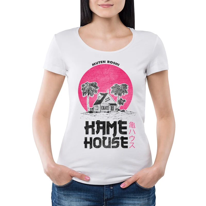 

Модная женская футболка с японским аниме Kame House, розовая футболка с принтом и коротким рукавом, женские фантастические топы, новые футболки