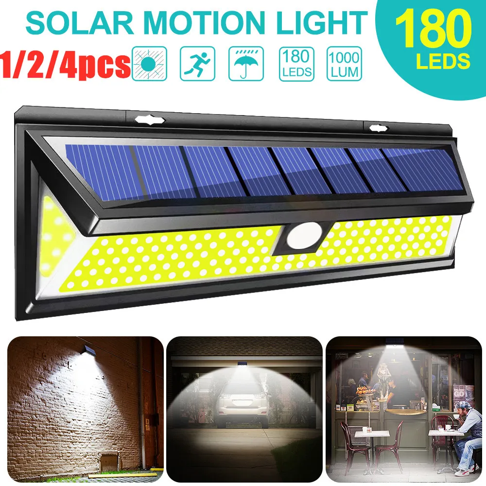4 шт. 180 Светодиодный лампа на солнечной батарее с датчиком движения COB 3 режима