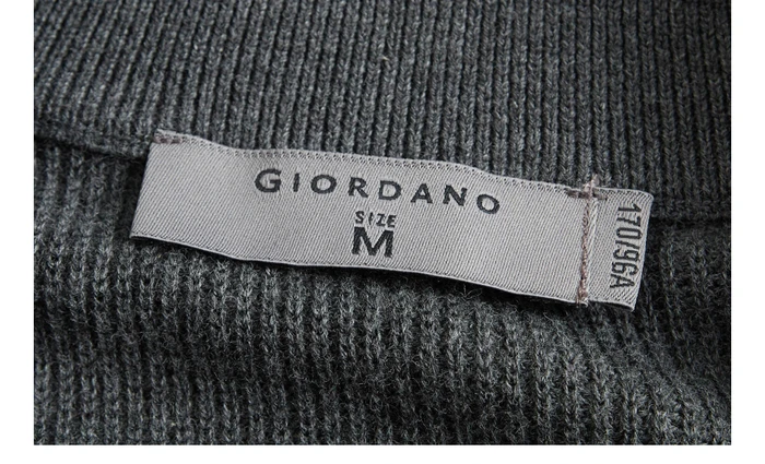 Giordano мужской свитер с высоким воротом на молнии, выполнен в двух цветовых вариантах