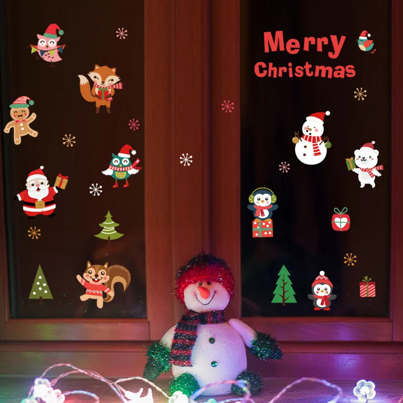 

Merry Christmas Showcase Decoration Sticker Glass Window Sticker Door PVC Graphic Customization Children's Toys
