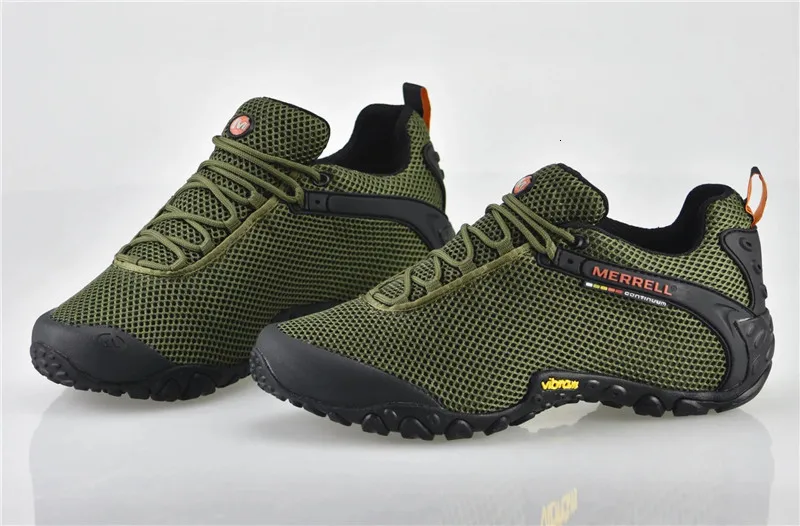 Мужская обувь для походов Merrell Армейская Обувь зеленого цвета с сетчатым верхом
