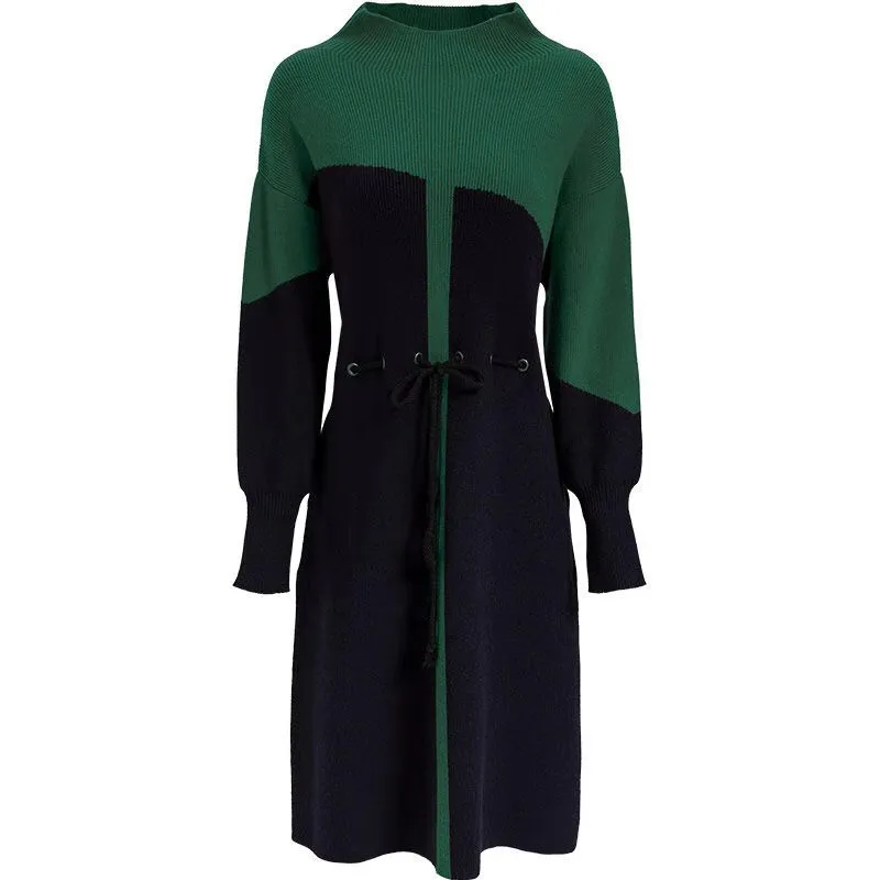 Amolapha женские популярные цветные вязаные платья с высокой талией зимнее платье