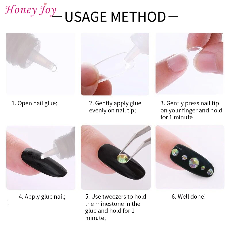 

5x3g Fast Manicure Nail Glue for Stickers Glitter Acrylic Rhinestones Decoration Nail Art UV Gel Nails False Tips Adhesive Tool