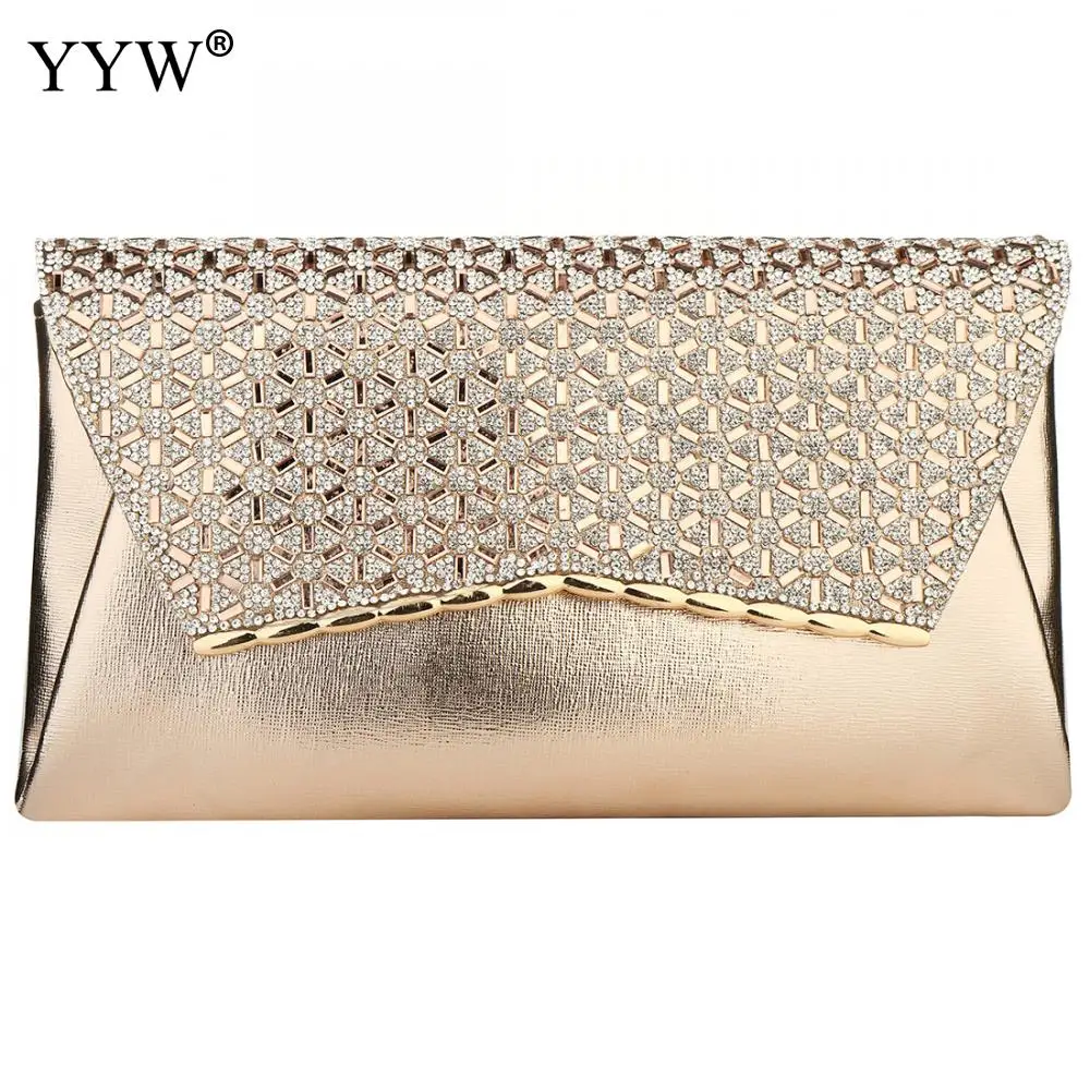 Розовое золото конверт сумка в руку вечерняя сумки Стразы клатчи сумочки
