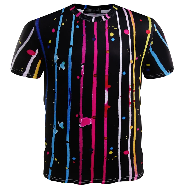 Футболка мужская с вертикальными полосками модная тенниска 3D принтом в стиле хип