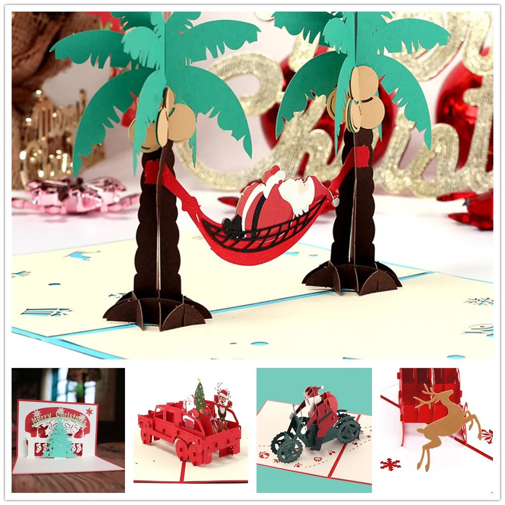 3D стерео всплывающие поздравительные карты с конвертом лазерная резка открытка