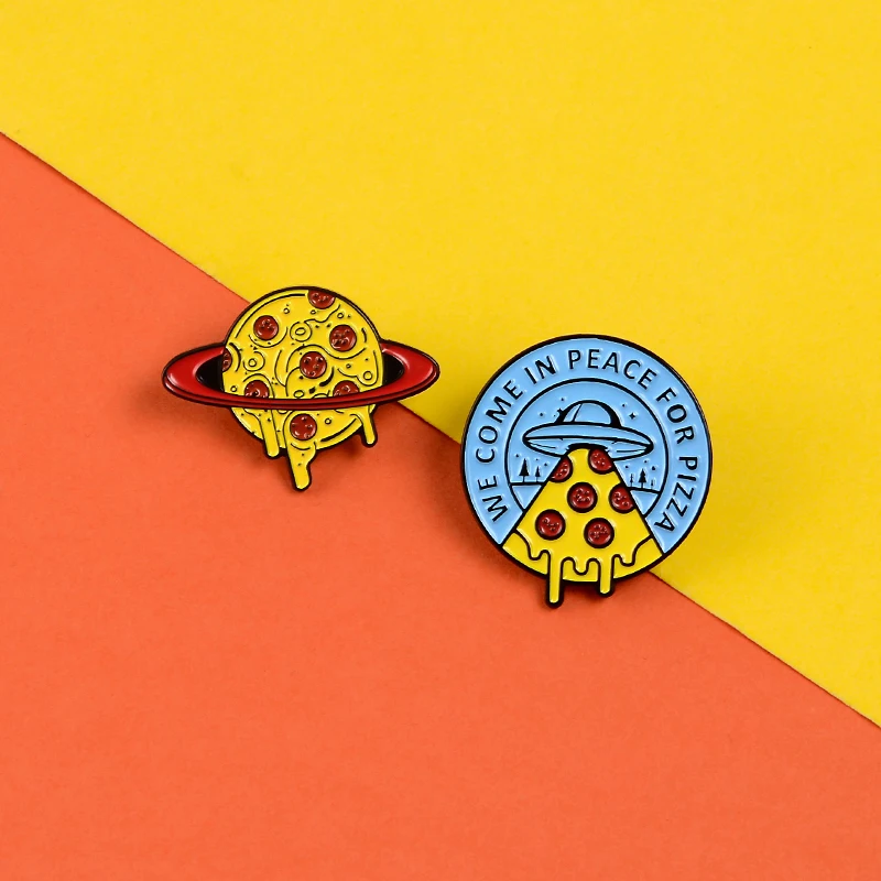 Брошь на лацкан с изображением пиццы космоса коллекция булавок кошки астронавта