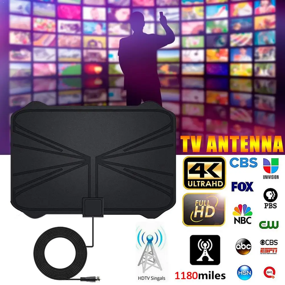 1180 Miles 4K Digital HDTV Indoor TV Antenna Sticker Signal Radius Surf Fox Antena HD Antennas Aerial for Local Channels 