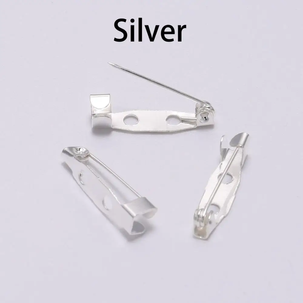 Silver 50 шт./лот, 15, 20, 25, 30, 35 мм, серебряная брошь, зажим, база, булавки, безопасные булавки, брошь, параметры, пустая база для изготовления ювелирных изделий своими руками - Цвет: Silver